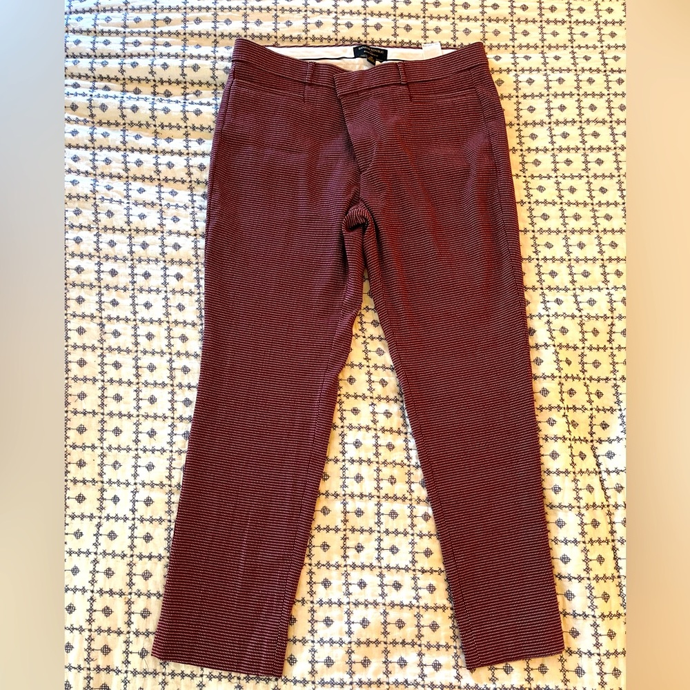 Banana Republic Sloan Curvy Fit Ankle Trouser Burgundy with White Dots 10